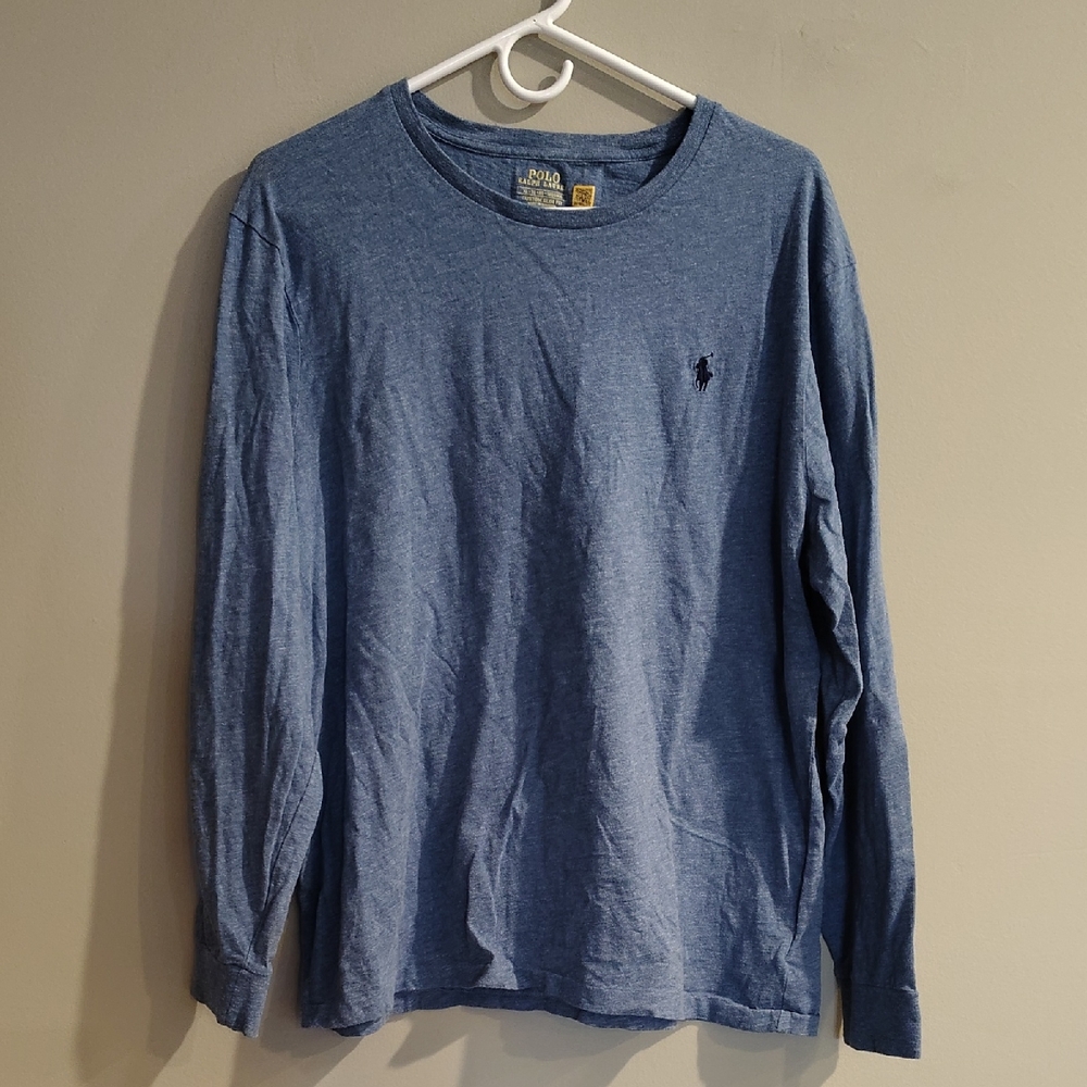 Polo Ralph Lauren Custom Slim Fit Mens XL Heather Blue Long Sleeve T-Shirt